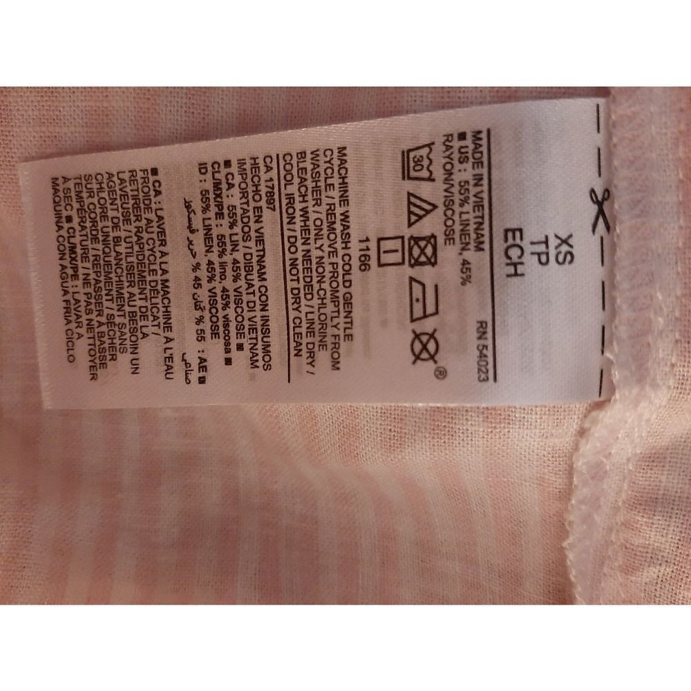 Old Navy NWT linen blend pink striped XS prasant blouse - Picture 6 of 6